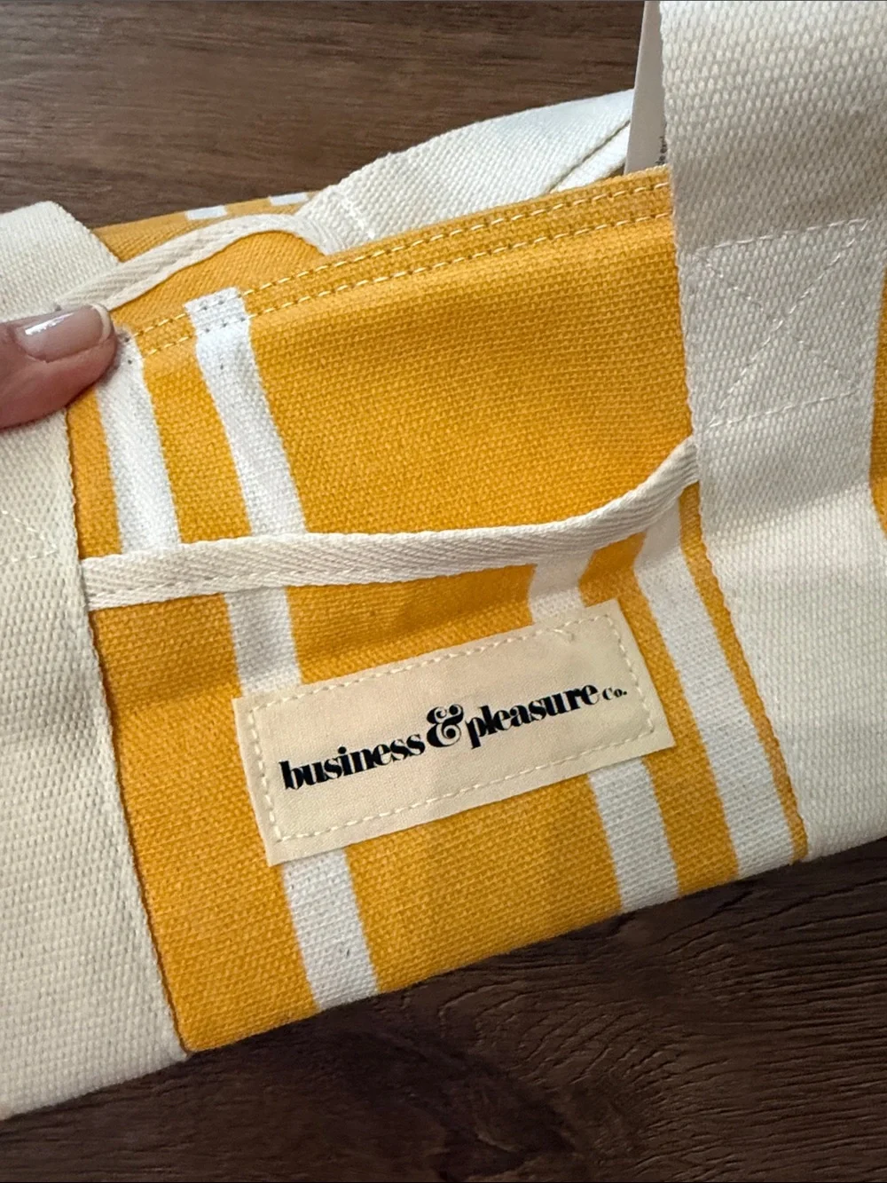 Business & Pleasure Yellow Canvas Stripe Lunch Bag NWT